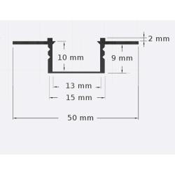 Profil LED PCV 50x12 Wpuszczany GK biały 1m Mleczn-21836