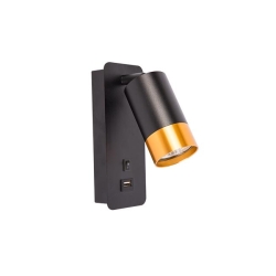 Kinkiet do czytania Klemens GU10 czarny złoty USB-23137