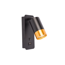 Kinkiet do czytania Klemens GU10 czarny złoty USB-23138