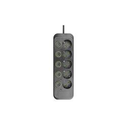 Przedłużacz Modi czarny 5x230V 2m włączniki-30512