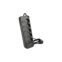 Przedłużacz Modi czarny 5x230V + 5xUSB włączniki-30515