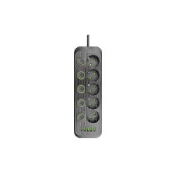 Przedłużacz Modi czarny 5x230V + 5xUSB włączniki-30516