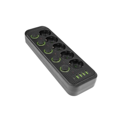 Przedłużacz Modi czarny 5x230V + 5xUSB włączniki-30517