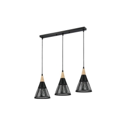 Oprawa wisząca E27 Hira x3 czarna+drewno-30605