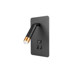 Kinkiet do czytania Piero G9+LED USB czarny+złoty.-31132