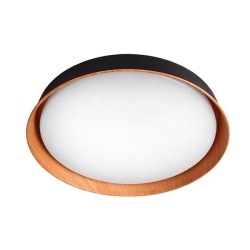 Plafon LED 3CCT 54W czarny+drewno pilot-32043