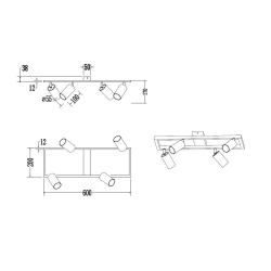 Żyrandol LED GU10 Bumo x4 czarny-34153