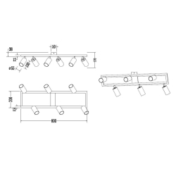 Żyrandol LED GU10 Bumo x6 czarny-34155