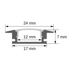 Profil Led Masterled wpuszczany 1m czarny mleczny-35020