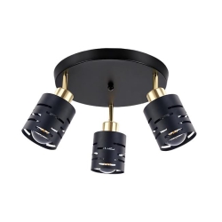 Kinkiet E27 LED Elen ruchomy x3 czarny+złoty okrąg-35554