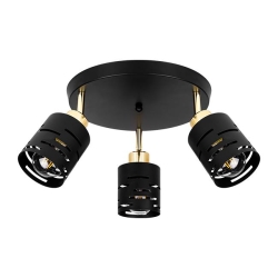 Kinkiet E27 LED Elen ruchomy x3 czarny+złoty okrąg-38584