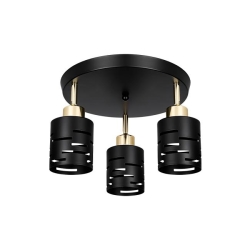 Kinkiet E27 LED Elen ruchomy x3 czarny+złoty okrąg-38586