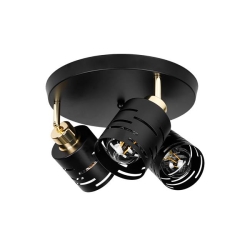 Kinkiet E27 LED Elen ruchomy x3 czarny+złoty okrąg-38587