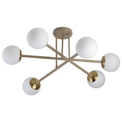 Żyrandol LED E27 Bali-12 74cm x6 beż+złoty-38660