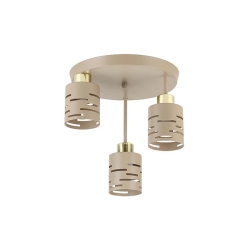 Kinkiet E27 LED Elen x3 beż+złoty okrągły-38706