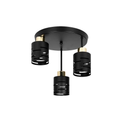 Kinkiet E27 LED Elen x3 czarny+złoty okrągły-38712
