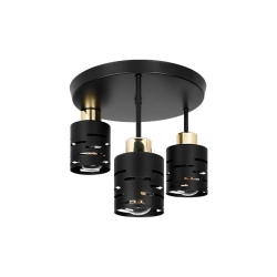 Kinkiet E27 LED Elen x3 czarny+złoty okrągły-38713