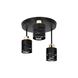 Kinkiet E27 LED Elen x3 czarny+złoty okrągły-38715