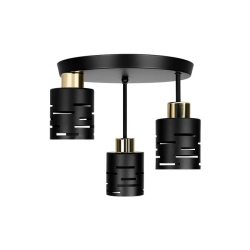 Kinkiet E27 LED Elen x3 czarny+złoty okrągły-38716