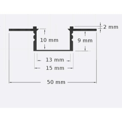 Profil LED PCV 50x12 Wpuszczany GK biały 2m Transp-41052