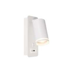Kinkiet do czytania Ring GU10 55mm biały USB A+C-41278
